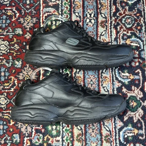 Skechers Keystone Black Leather Steel Toe Work Shoes Slip Resistant Men 9.5 - Picture 7 of 9